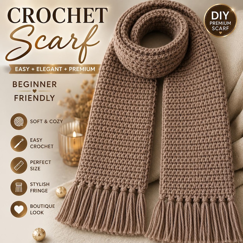 Crochet Scarf Pattern PDF | Chunky Crochet Scarf | Beginner Friendly ...