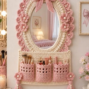 crochet dressing mirror cover Curtain Crochet Dressing Mirror Cover