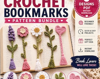 Crochet Lesezeichen Pattern Bundle | Lesezeichen PDF | Anfängerfreundliche Häkelanleitung | Niedliche Geschenkidee | Sofort Download