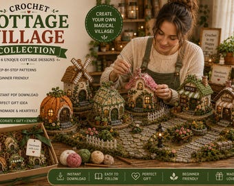 Crochet Cottage Village Kollektion Muster PDF | 6 Fairy Cottage Designs | Amigurumi Dorf Decor Tutorial