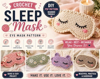 Augenmaske häkeln, Selbstpflege Geschenk, Schlafmaske häkeln, Augenmaske häkeln, Augenmaske häkeln, Augenmaske häkeln, Schlafmaske häkeln
