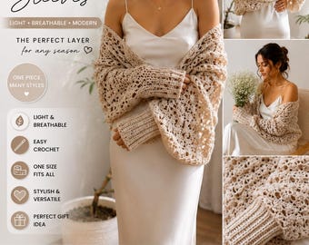 Häkelschal mit Ärmeln Muster PDF, Übergroßer Schal mit Blumenspitze, Ballonärmel-Schal, Pinterest-Stil Häkelanleitung, XS-XXL