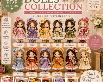 Birth Flower Dolls Collection Häkelanleitung PDF | 12 Blumenpuppen, Heirloom Amigurumi, Monatsblumenpuppen Set