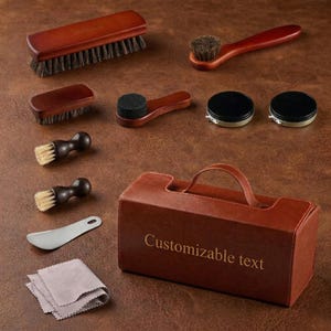 Kit personalizado para lustrar zapatos de cuero, juego profesional de 13 piezas para el cuidado del cuero.