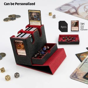 Scatola porta carte multifunzionale personalizzabile, grande contenitore per carte TCG con capacità di oltre 200 carte, scatola Commander MTG, regalo per giocatori, compatibile con toploader