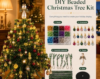 DIY Beaded Christmas Tree Kit with Lights, Light Up Bead Christmas Tree Craft Kit, Holiday Home Decor Craft, Festive Gift for Crafters