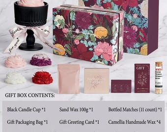 DIY Camellia Flower Candle Making Kit, Sand Wax Scented Candle Gift Box