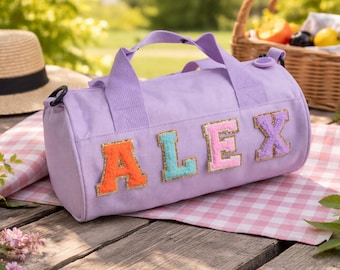 Personalized Chenille Letter Kids Travel Bag, Girls Dance Duffle Bag