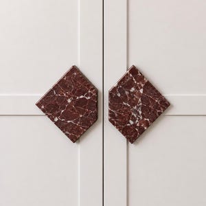 Rosso Levanto Knob, Marble Cabinet Knob, Luxury Hardware, Stone Drawer Pull