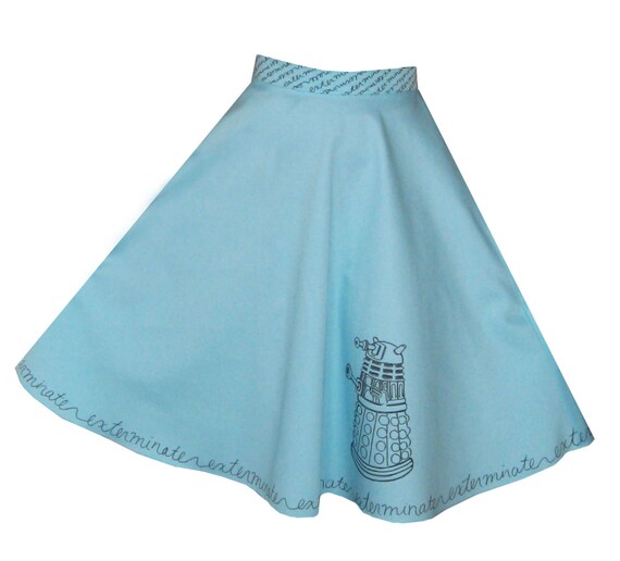 Items similar to Doctor Who Dalek Exterminate Skirt Hand Drawn Made to ...