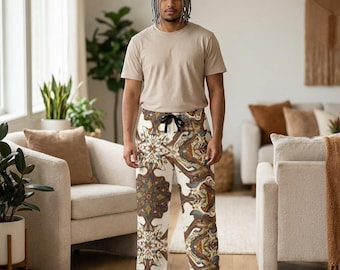 Pantalones de pijama vintage con estampado floral de mandala / Pantalones de descanso con estampado integral