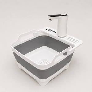 Lavatório Portátil para Camping com Torneira Elétrica e Bolsa Organizadora | Cuba Dobrável para Vanlife, Camper e Cozinha ao Ar Livre
