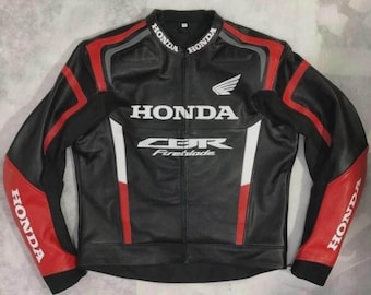 Honda CBR Racing Fireblade Leather Jacket – Genuine Cowhide Biker Sport Bike Coat