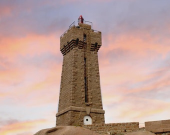 Mean Ruz Lighthouse Print – Pink Granite Coast, Brittany Coastal Photography (Digital Download)