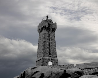 Brittany Lighthouse Print | Ploumanac'h Monochrome Coastal Fine Art Photography