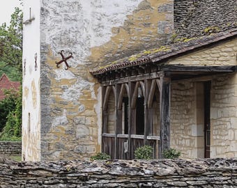 Dordogne French Stone House Print, Rustic Limestone Architecture Wall Art