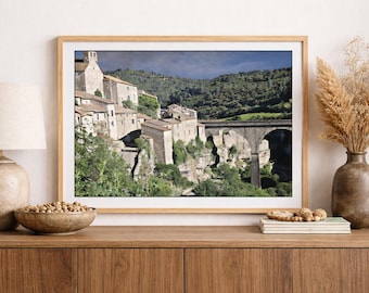 Minerve France Viaduct Photo – Medieval Village, Stormy Landscape (Digital Print)