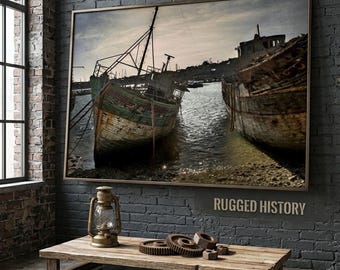 Shipwreck Digital Print, Coastal Wall Art, Abandoned Boat Photo, Brittany Graveyard (Digital Download)