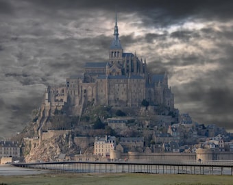 Mont Saint Michel Abbey Wall Art – Gothic France Landscape Photography Print (Download)