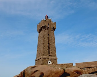 Mean Ruz Lighthouse Print | Brittany Pink Granite Coast Coastal Wall Art (Digital Download)