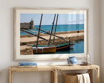 Collioure Harbor Boats Photography – Colorful Mediterranean France Coastal Wall Art (Digital Download)