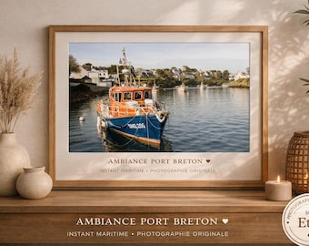 Brittany Coast Digital Print, Doelan Harbor Photography, SNSM Lifeboat Wall Art, Nautical Home Decor, France Coastal Landscape Instant Gift