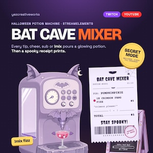 Interactive Halloween Potion Machine Twitch Widget, Spooky Animated Stream Overlay for StreamElements