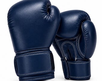 Guantoni da boxe in pelle blu navy – Guantoni da pugilato in pelle testurizzata di alta qualità