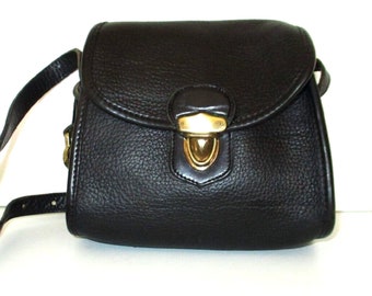 Vintage Dooney and Bourke, Black All Weather Leather, Mini Crossbody Bag, Little Lock Purse