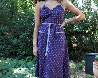 Wrap Dress, Vintage 70s NWT Jody of California Purple Halter Dress, XS / Small Women, JT Dress Co.