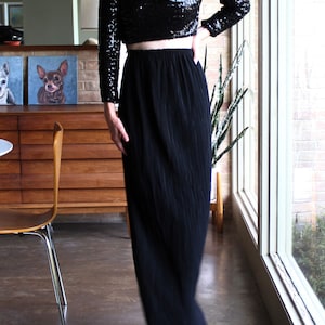 Black Maxi Skirt, Vintage Maxi Skirt, Jardine Ltd., Black Broomstick Skirt, XS/S Women