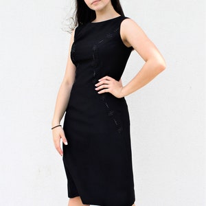 Vintage 60er Jahre Perlen Kleid für kleine Schwarze, Kleine Schwarze, Ärmellos