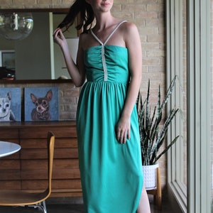 Green Maxi Dress, Vintage 1970s, Lillie Rubin Evening Gown, XS/Small Women