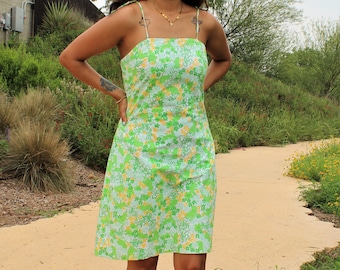 Summer Sundress, Vintage Lilly Pulitzer, Frog Print Cotton, Summer Dress, 4 Women