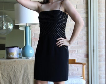 Bob Mackie Dress, Vintage Bob Mackie Boutique, Beaded Little Black Dress, Small Women