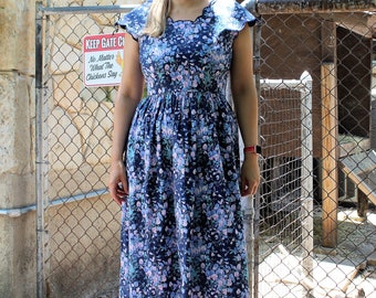 1980s Floral Print Midi Dress: Vintage Kathryn Conover Design