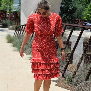 80s Dress Louis Feraud Silk Pencil Dress Size 8 Women Red 