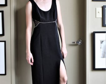 Black Evening Gown, Vintage Prom Dress, Cache Dress,  XS/S Women