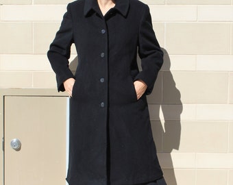 Cashmere Coat Women, Vintage 1990s Regency Black Cashmere Coat, Medium Women, Winter Coat