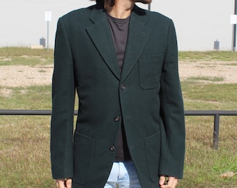 Vintage jaren 1980 Comme Des Garcons Homme Plus Sportcoat, Jas, Blazer, M Heren, Hunter Green