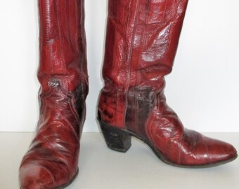 Stivali da cowboy vintage Justin Eelskin: abbigliamento western da donna (taglia 5 1/2B)