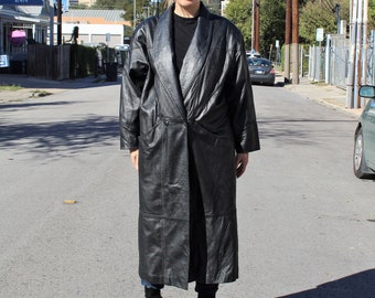 ジャケット・アウター SULLEN 80s Vintage Super Long Coat. XL 80s Shiny Slate Grey Belted Trench Rain Jacket | Vintage