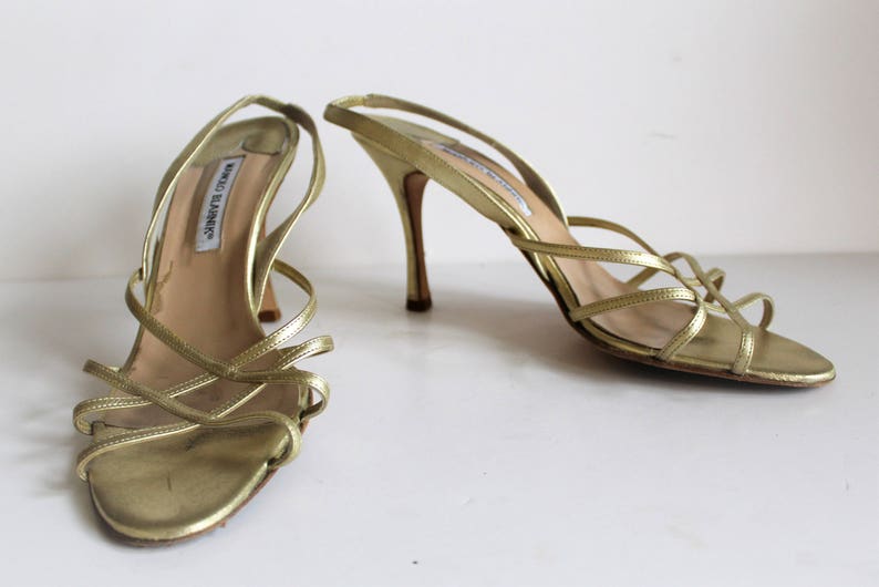 manolo blahnik gold sandals