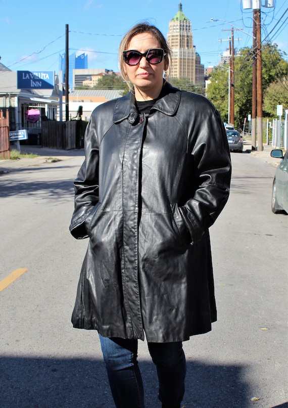 ANDREW MARC Swing Top Leather Blouson, Men's Size L genuine leather black type Vintage Second Hand