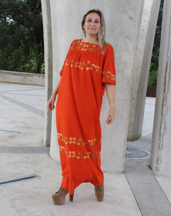 Mexican Dress, Vintage 60s/70s, M/L, Kaftan Dress… - image 6