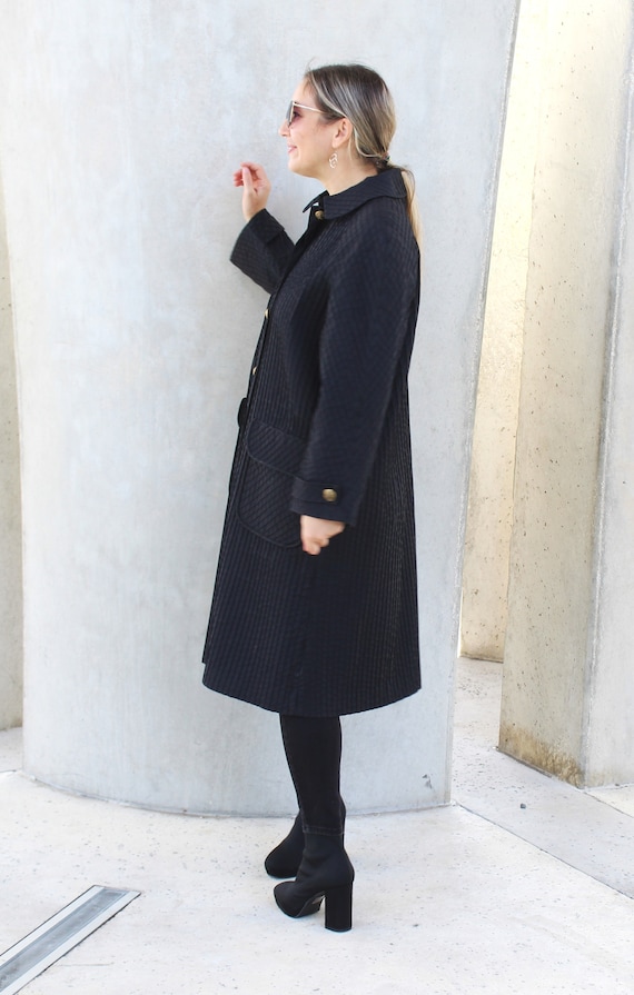 Vintage 1960s Tuxster Black Trench Raincoat L/XL Women Vintage 1960s Tuxster Black Trench Raincoat L/XL Women