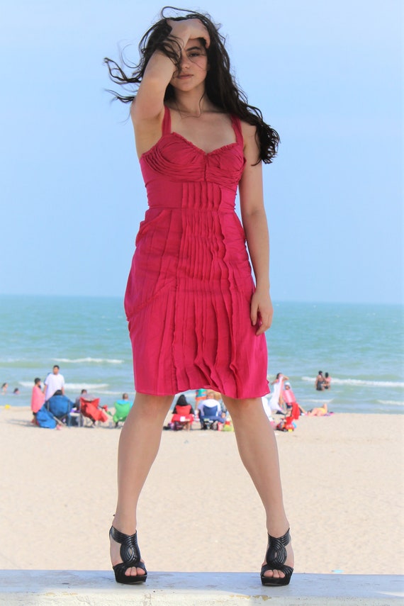 alberta ferretti pink dress Long dress with cape detail and back bow