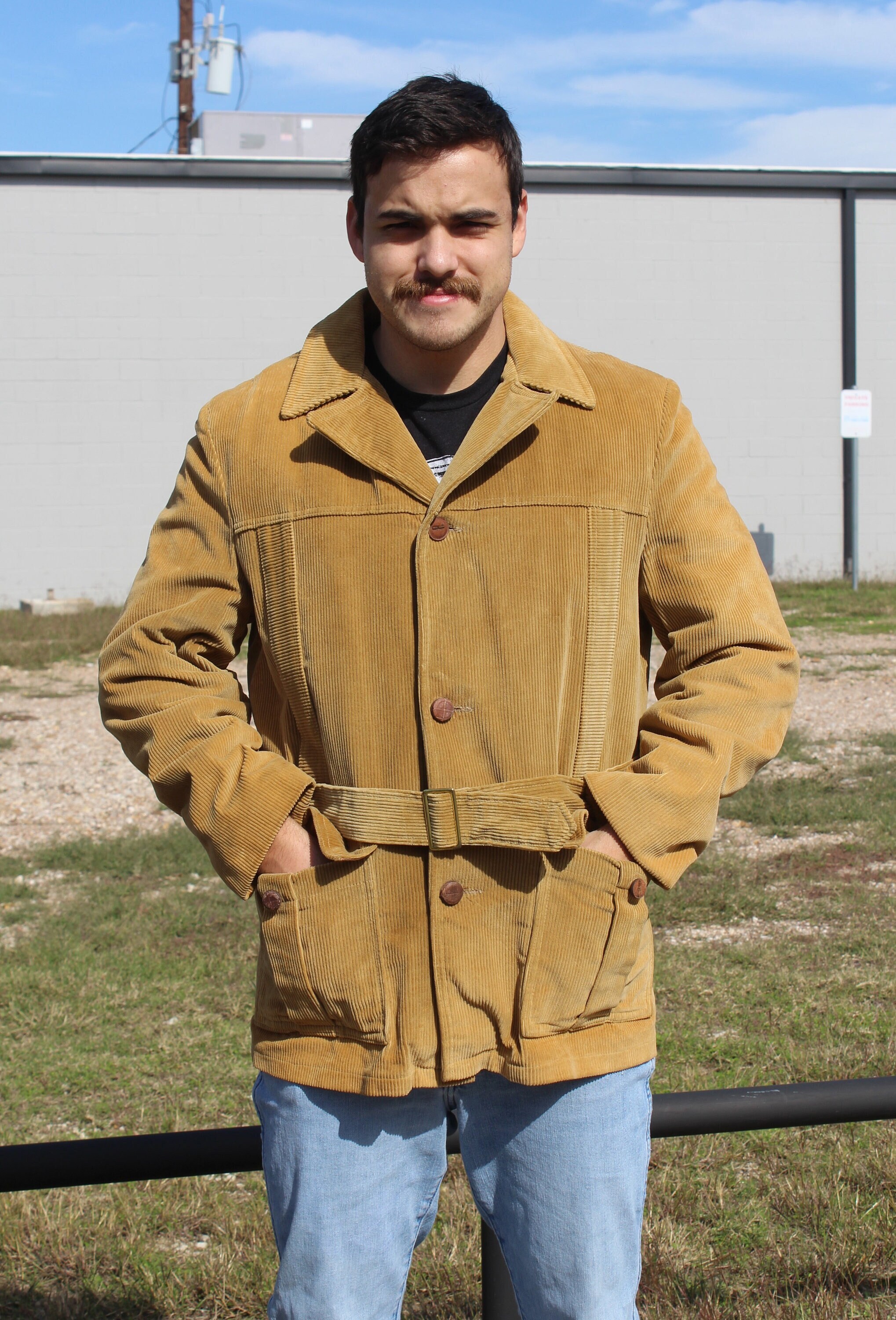 Vintage 70s Corduroy Jacket Small Mens Brown Sherpa Lined