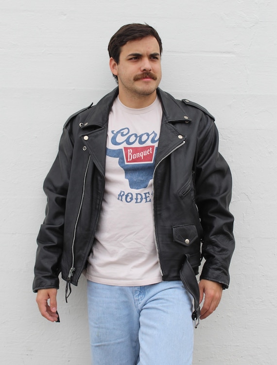 Vintage 90s Leather Biker Jacket, Punk Rocker Style (XL/2XL) - Etsy