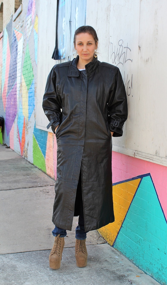 Avanti leather trench best sale coat